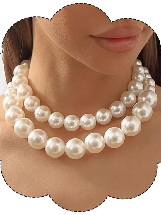 Jewelry - Pearl Necklace for Women Big Chunky Pearl Choker Necklace Exaggerated Large Pear
